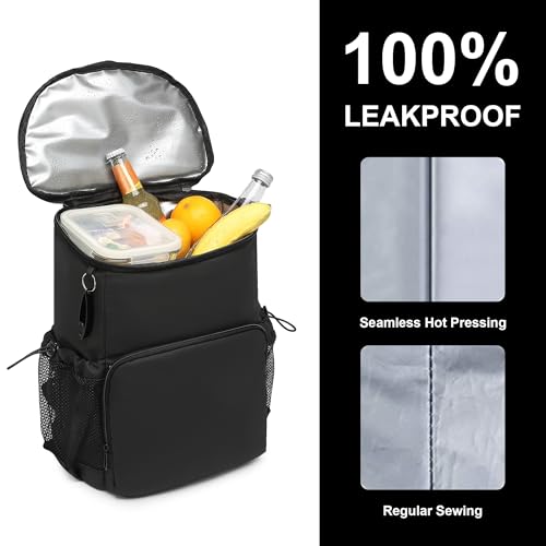 Backpack Cooler for Men and Women Insulated Waterproof Soft Lightweight Cooler Bag Leakproof 30 Cans Travel Camping Picnic Beach - color: Black, size: 40 Cans