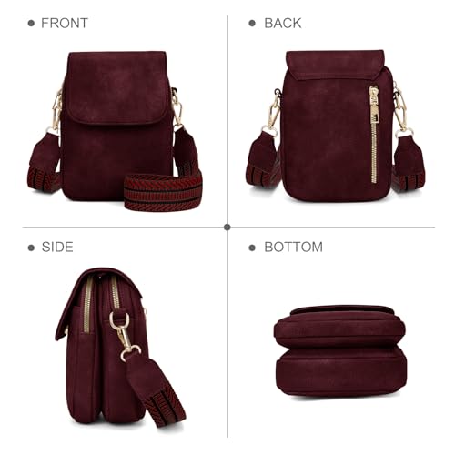 Fashion Small Crossbody Bags for Women Trendy Designer Cell Phone Purses Wallets with Card Holder Anti Theft Travel - color: Red