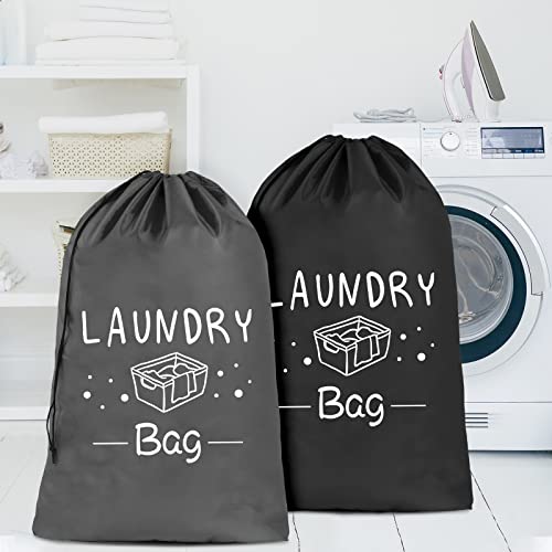 Sylfairy 2 Pack Extra Large Travel Laundry Bag, Dirty Clothes Organizer with Drawstring,Heavy Duty Travel Laundry Bags,Easy Fit a Laundry Hamper Travel Essentials (Black+Grey, 24" x 36") - color: Black+Grey