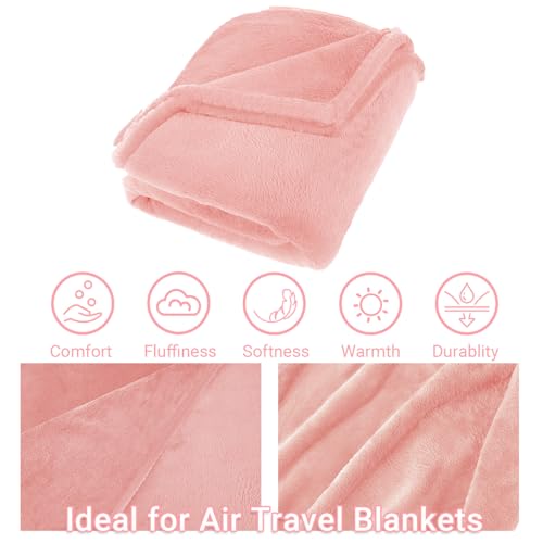 Travel Blanket and Pillow Set, 300 GSM Soft Fleece, 60x43 Inches, 3-in-1 Compact with Bag, Pink - color: Pink