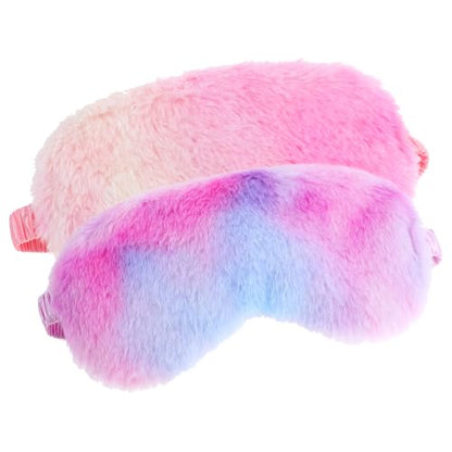 2 Pcs Plush Eye Mask Soft Sleeping Blindfold Eye Cover Comfortable Furry Faux Fur Sleeping Mask Satin Nap Night Eyeshade Cover for Women Men Gift (Purple, Red) - color: Purple&red