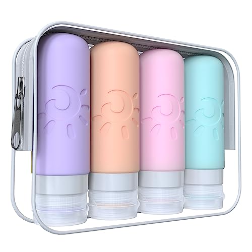 Zafit Travel Bottles for Toiletries, TSA Approved Travel Containers 3oz Leak Proof Travel Tubs Refillable Liquid Travel Accessories for Shampoo Conditioner Lotion Body Wash(Multicolored C) - color: Multicolored C