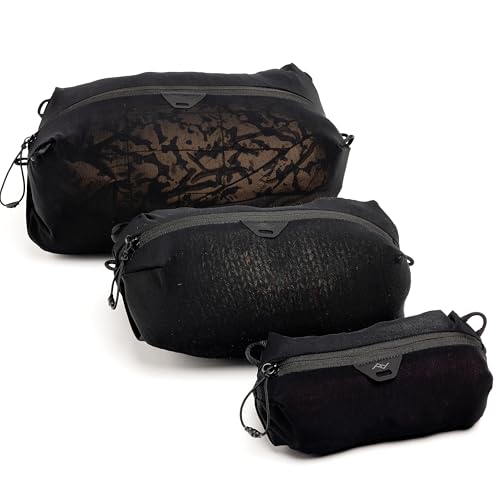Peak Design Ultralight Packing Cube Bundle, Black, Stretchy Mesh Cubes with Strap Attachment Points and Luggage Pass Throughs, Zipper Opening, Travel Organizer for Men and Women, Sizes XXS, XS, S - color: Black, size: XX-Small, X-Small, Small