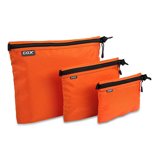 GOX 3 Pack Travel Toiletry Bag for Men Carry On Packing Organizer Zipper Pouch Portable Cosmetic Pouch Accessory Document Electronics (Orange) - color: Orange
