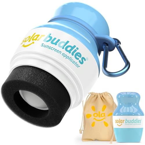Blue Bag Bundle Set For Solar Buddies Refillable Roll On Sunscreen Suncream Applicator Bag Bundle With Applicator Carabina Clip For Families, Kids, Adults, Travel Set - color: Blue