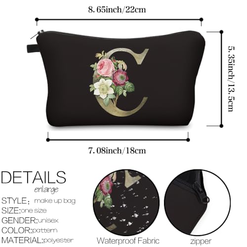 Deanfun Makeup Bag, Bride Bridesmaid A-Z Make Up Bag, Small Personalized Initial Letter 3D Printings Waterproof Cosmetic Bags for Women (C) - color: Letter C