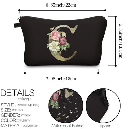 Deanfun Makeup Bag, Bride Bridesmaid A-Z Make Up Bag, Small Personalized Initial Letter 3D Printings Waterproof Cosmetic Bags for Women (C) - color: Letter C