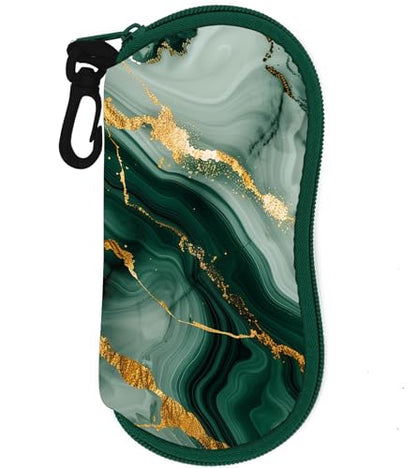 Sunglasses Case Soft Glasses Cases for Women Pouch Eyeglass Bag Eye Glass Kids Girls Sun Glasses Cute Kawaii - color: Marble Green