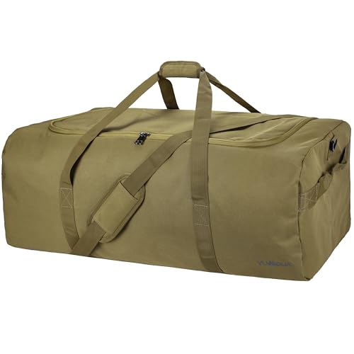 Large Duffle Bag for Travel, 100L Travel Duffel Bags for Men, 900D Polyester Water & Tear Resistant Extra Large Travel Bag Heavy Duty Moving Bags for Sport Camping Gear Holiday Decor Storage - color: Khaki with Shoulder Strap