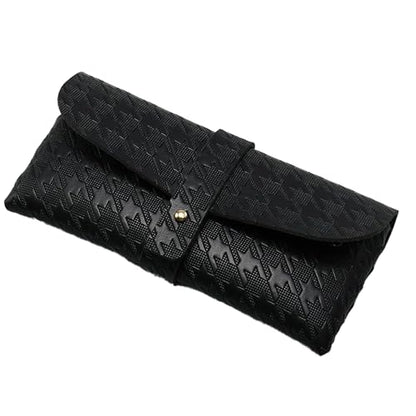 Portable Leather Glasses Case Anti-pressure Glasses Bag Coin Purse Storage Bag Suitable for Men and Women - color: Black (Bird View)