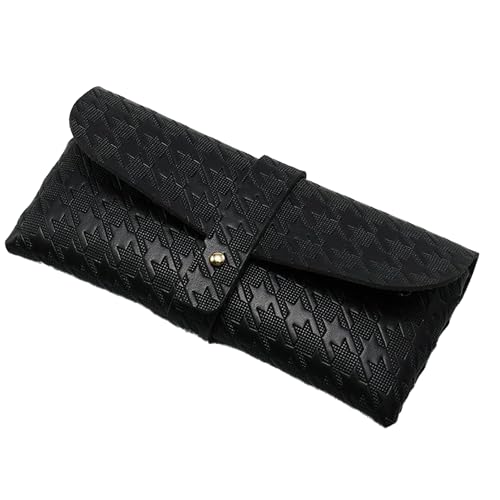 Portable Leather Glasses Case Anti-pressure Glasses Bag Coin Purse Storage Bag Suitable for Men and Women - color: Black (Bird View)