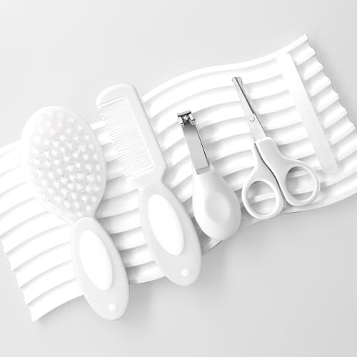 Baby Grooming Kit Newborn,Baby Health Care Kit,Baby Brush Soft Bristles 5 pcs Baby Nail Kit Nursery Care Kit Baby Hair Brush Hair Comb Nail Kit Safety Cutter Nail Clipper Set White - color: 5pcs White