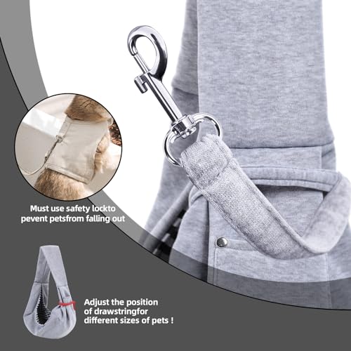 Dog Carrier Sling - Reversible Puppy Carrier Purse with Storage Pocket, Hand-Free Dog Sling Carrier for Carry Small Dogs and Cats, Travel Safety Harness, Dog and Cat Harness (Gray) - color: Gray