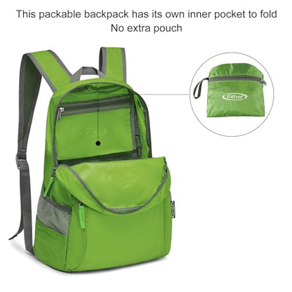 G4Free 20L Lightweight Packable Backpack Travel Hiking Daypack Foldable Backpack for Men Women - color: A-green
