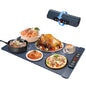 10s Rapid Heating Food Warming Mat, 5 Temperature Settings Silicone Electric Heating Tray with 1-4H Timer & Child Lock, Foldable Portable Food Warmer for Family Gatherings/Camping/Baking, Dark Blue
