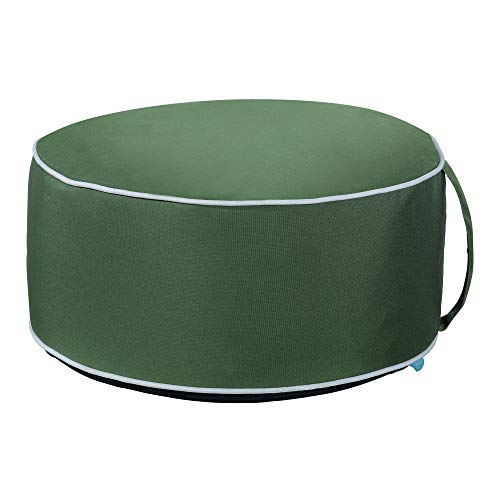QILLOWAY Inflatable Outdoor Ottoman for Patio, Waterproof Round Pouf, Inflatable Foot Rest, Outdoor Footstool for Poolside, Garden，Camping,Dark Green - color: Dark Green