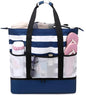JIANYA Beach Bag Women Waterproof Sandproof Beach Tote Bags with Cooler Top Zipper Large Totes for Pool Travel Daily - color: Blue Stripes