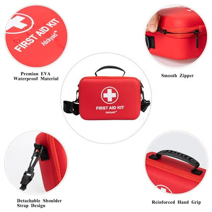 First Aid Kit 340 Piece, Premium Waterproof Hard Shell Medical Kit for Car, Home, Office, Travel, Camping, Sports, Outdoor, School - Emergency First Aid Supplies and Survival Kit - size: 340 Pieces