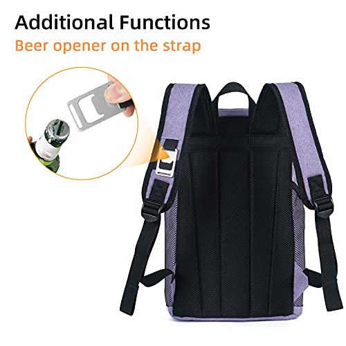 Backpack Cooler Backpack 26 Cans Insulated Leak Proof for Women Men Beach Camping Picnic Fishing Hiking Lunch Backpack Waterproof Cooler - color: Purple, size: Medium