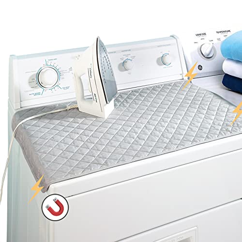 Ruibo Magnetic Ironing Mat Blanket,Iron Board Alternative Cover/Quilted Washer Dryer Heat Resistant Pad/Portable Cover/Mat Grey 33"X 18" - color: Ironing Any Where