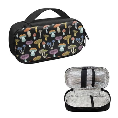 Medication Cooler Bag for Travel, Cartoon Mushroom Design Insulin Protector with Cooler Lining Waterproof Diabetic Medication Holder for Weekend Getaways - color: Cartoon Mushroom