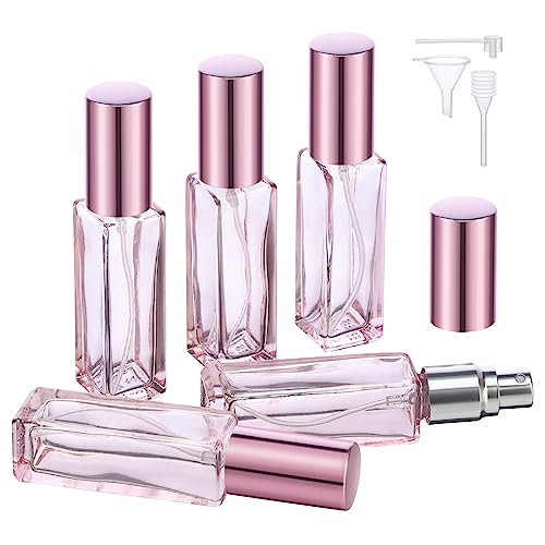 Segbeauty 5pcs Perfume Atomizer Travel, 10ML Mini Refillable Perfume Bottle Sprayer, Travel Cologne Sprayer Portable Glass Fine Mist Cosmetic Container Dispenser Set for Fragrance Makeup Toiletries - color: Pink, style: Mini Bottles