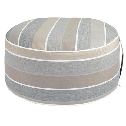 Inflatable Outdoor Ottoman,20"x9" Portable Patio Pouf,Water Resistant,Fade-Resistant,Round Blow Up Footrest Stools for Home Garden Camping Travel(Gray Stripe) - color: Gray Stripe