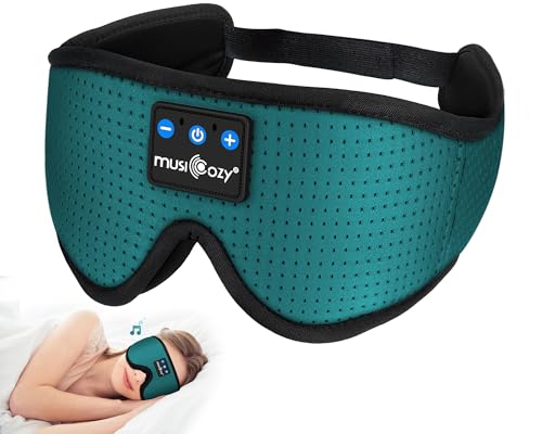 MUSICOZY Sleep Headphones Breathable Bluetooth Headband 3D Sleeping Headphones, Wireless Music Eye Mask Sleep Earbuds for Side Sleeper Women,Men Office Air Travel Cool Tech Gadgets Unique Gifts Green - color: Green