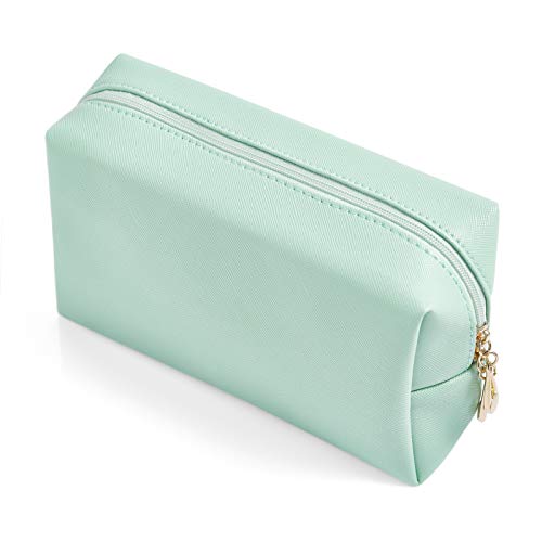PU Leather Cosmetic Bag for Women Minimalism Makeup Bag for Daily Use Portable Storage Purse Small Neat Cosmetic Pouch Water-resistant Toiletry Bag for Travel (Green) - color: Green