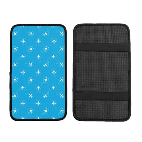 Universal Center Console Cover Pad for Cars and Trucks, Aircraft Airplane Pattern Navy Blue, Non-Slip Armrest Cushion Protector, Automotive Interior Decor Accessory - color: Picture (609)