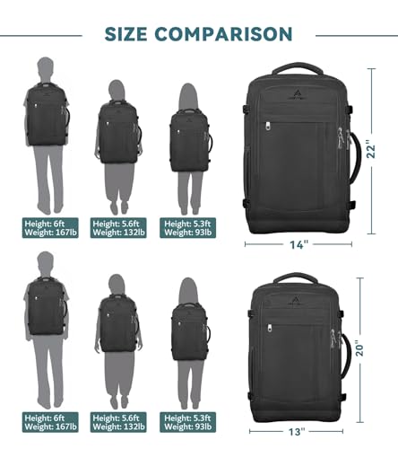 AREYTECO Travel Backpack, 50L Expandable Extra Large Laptop Backpack, Carry On Backpack Water Resistant Business Suitcase Daypack Bag Fits 17 Inch Laptops, Travel Gifts for Men Women, Black - color: Black, size: 17.3 Inch (20''x13''x10'')