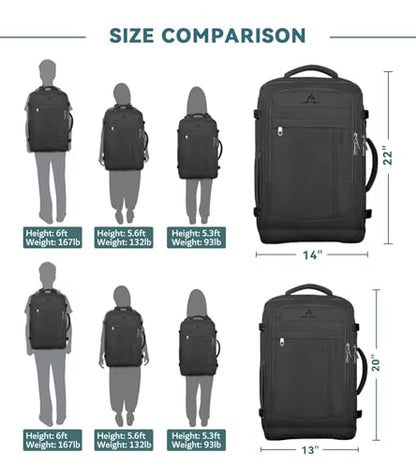 AREYTECO Travel Backpack, 50L Expandable Extra Large Laptop Backpack, Carry On Backpack Water Resistant Business Suitcase Daypack Bag Fits 17 Inch Laptops, Travel Gifts for Men Women, Black - color: Black, size: 17.3 Inch (20''x13''x10'')