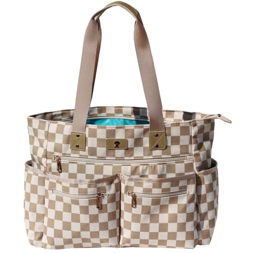 Weekender Bag Carry On Bag Overnight Tote Travel Duffle with 13 Pockets for Travel,Work，Gym,Beach,Teacher,Nurse - color: Corduroy grid