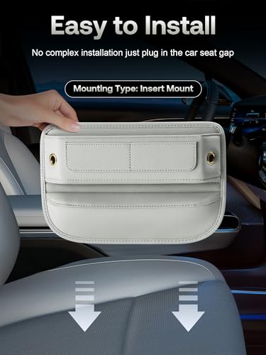 Universal Fit Premium Leather Car Seat Gap Filler Organizer, Center Console Organizer with Card Slots, Clever Gifts for Car SUV Truck Owners (Beige, 2 Pack) - color: 06 Beige, 2 Pack