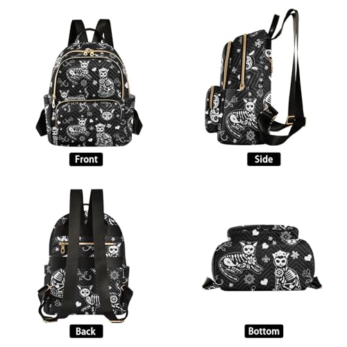 Women Fashion Backpack Purse Casual Lightweight Travel Shoulder Bag Death Cat Rucksack Ladies Bag, Small - color: Death Cat, size: Small