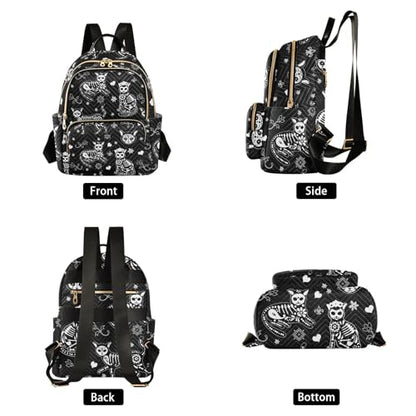 Women Fashion Backpack Purse Casual Lightweight Travel Shoulder Bag Death Cat Rucksack Ladies Bag, Medium - color: Death Cat, size: Medium