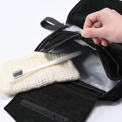 Travel toilet bag is used to store toiletries, Suitable for short-term travel use hanging toilet bag (Black) - color: Black