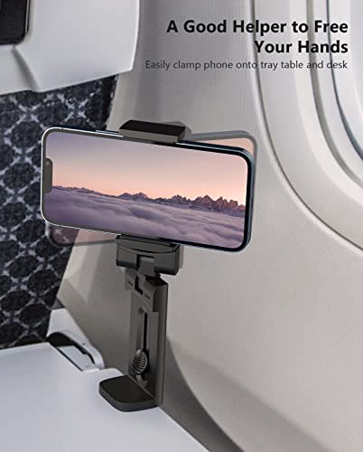 MiiKARE Travel Essentials Airplane Phone Holder, Universal Handsfree Phone Mount for Flying with 360 Degree Rotation, Travel Must Haves Phone Stand for Desk, Tray Table, Black&Pink - color: Black&Pink