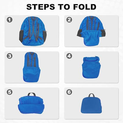 HOLYLUCK 20L Lightweight Packable Hiking Daypack Foldable Backpack for Men Women Small Travel Outdoor Foldable Shoulder Bag-blue - color: Blue