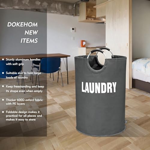 DOKEHOM 160L XX-Large Laundry Basket (7 Colors), Collapsible Laundry Bag, Foldable Laundry Hamper, Folding Washing Bin (Dark Grey, XXL) - color: Dark Grey, size: 160L