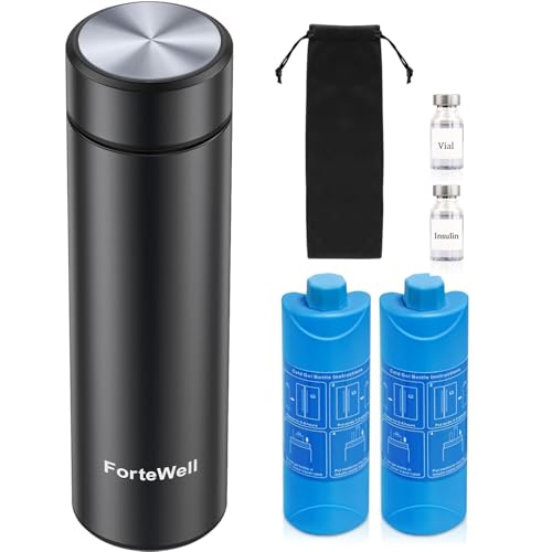 60H Insulin Cooler Travel Case TSA Approved, Portable Medication Cooler for 2-3 Insulin Pens or Vials, Double-Layer Vacuum Insulated Diabetic Travel Case with Reusable Ice Packs (Black) - color: Matte Black