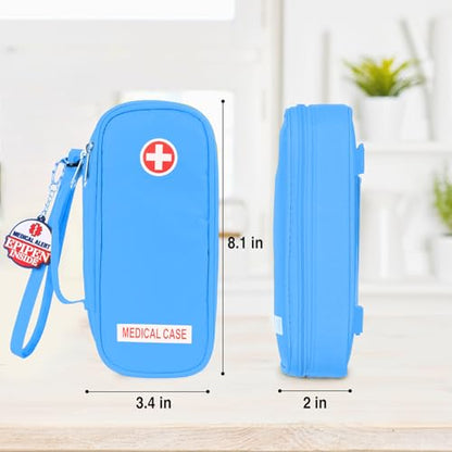 Jayour EpiPen Medical Carrying Case Insulated, Travel Medication Organizer Bag Emergency Medical Pouch, Fits 2 EpiPens, Asthma Inhaler, Anti-Histamine, Auvi-Q, Allergy Medicine Essentials (Blue) - color: Blue