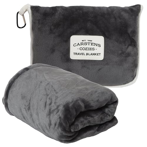 Carstens, Inc. Travel Blanket, Premium Compact 2-in-1 Airplane Blanket/Pillow, Perfect Grey - color: Perfect Grey