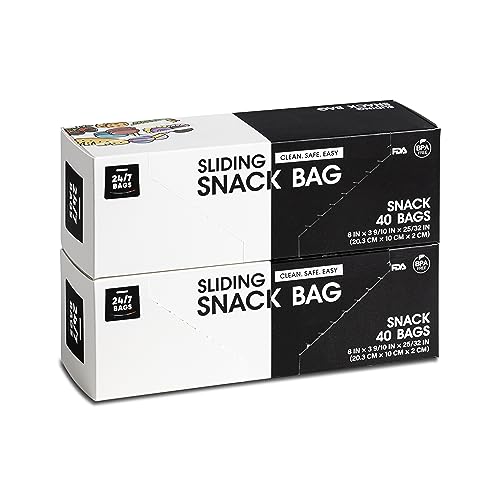 Snack Slider Storage Bags- 80 Count, Featuring Expandable Bottom, Zero BPA, Microwave-Safe(2 boxes of 40) - size: SNACK