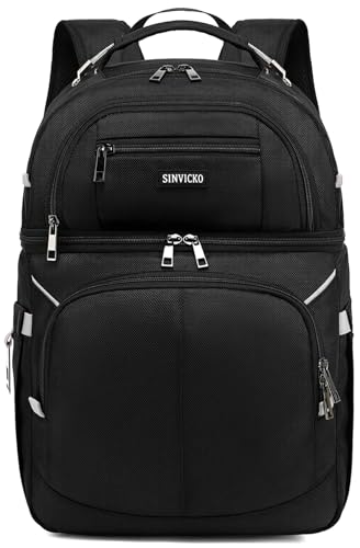 Insulated Cooler Backpack,Double Deck Leakproof Cooler Bag,Insulated Backpack Cooler Lunch Backpack for Men Women - color: Grey+Black