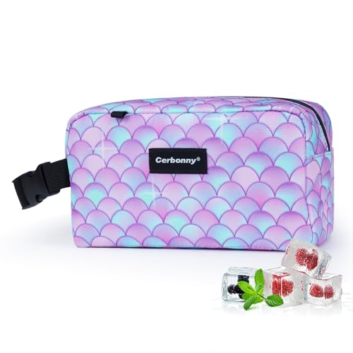 Cerbonny Freezable Cooler Bag for Work/School/Travel - Kids/Adult Size, Fit Snacks & Yogurt - Purple Fish Design - color: purple fish