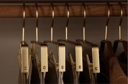 Premium Matte Gold Aluminum Pants Clip Hanger 10 Pack, Extra Smooth & Durable Metal Shirt Dress Aluminum Alloy Hanger,Clothing Support,Clothing Hang - style: Golden Pants Clip Hanger（10）