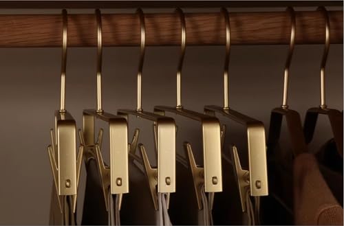 Premium Matte Gold Aluminum Pants Clip Hanger 100 Pack, Extra Smooth & Durable Metal Shirt Dress Aluminum Alloy Hanger,Clothing Support,Clothing Hang - style: Golden Pants Clip Hanger（100）
