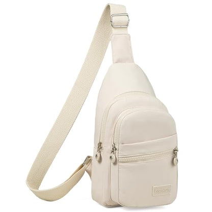 Banelu Small Sling Backpack Crossbody Bags for Women Men, Small Sling Bag Cross Body Bag Fanny Packs Crossbody Purses - Beige - color: C Beige