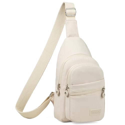 Banelu Small Sling Backpack Crossbody Bags for Women Men, Small Sling Bag Cross Body Bag Fanny Packs Crossbody Purses - Beige - color: C Beige